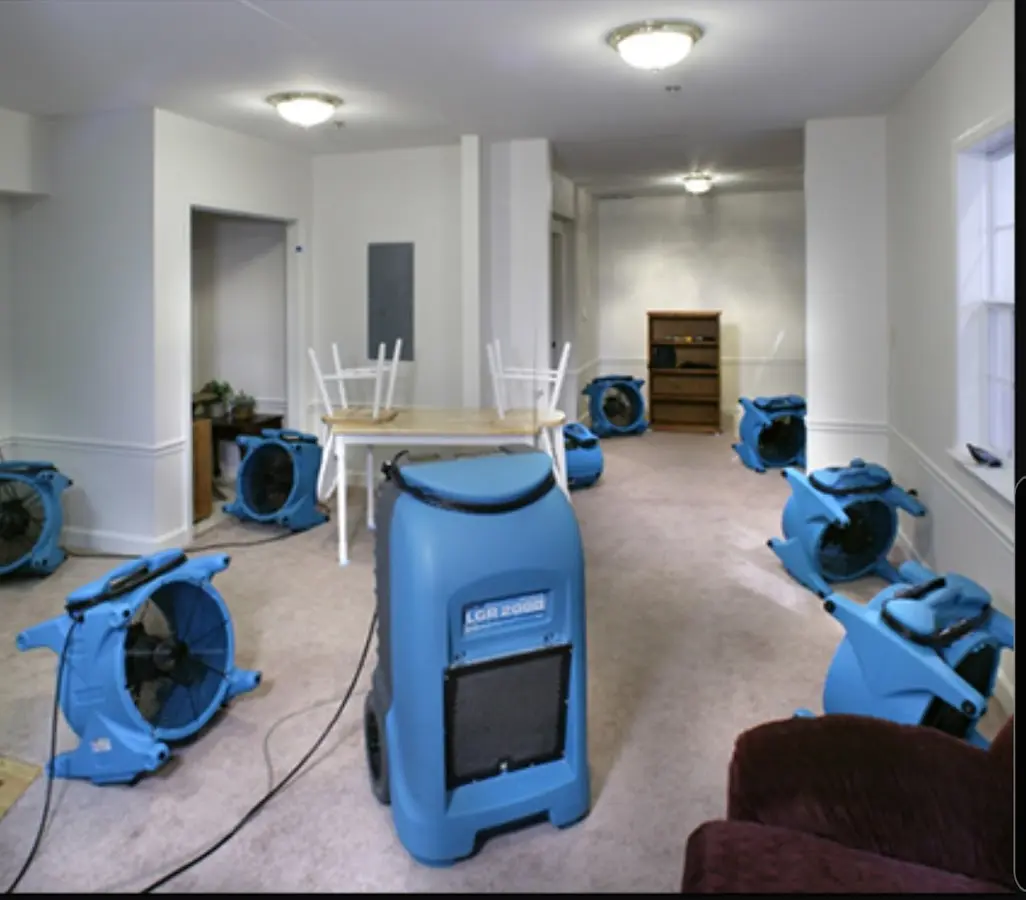 Air movers and dehumidifier setup for Water Extraction & Removal in Oak Forest